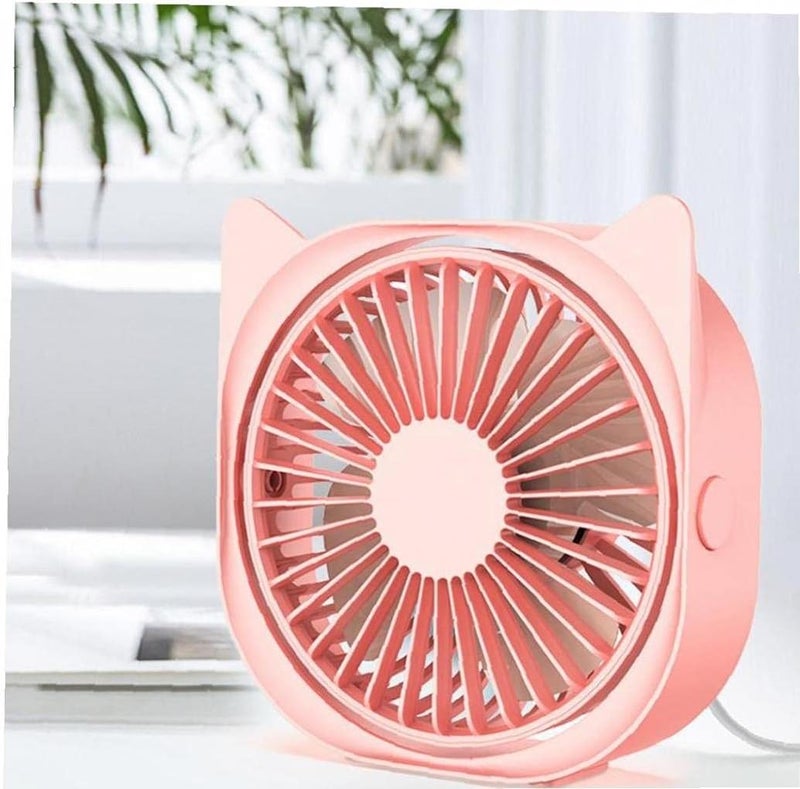 woobles USB Desk Fan Portable Cat Ear Mini Desk Fan 3 Speeds Adjustable 360°Rotation Fan for Home Office Outdoor Travel Pink Durable - Image 2